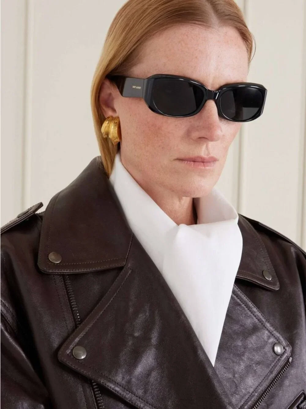 Saint Laurent SL868 001 Sunglasses Shiny Black Rectangle Frame